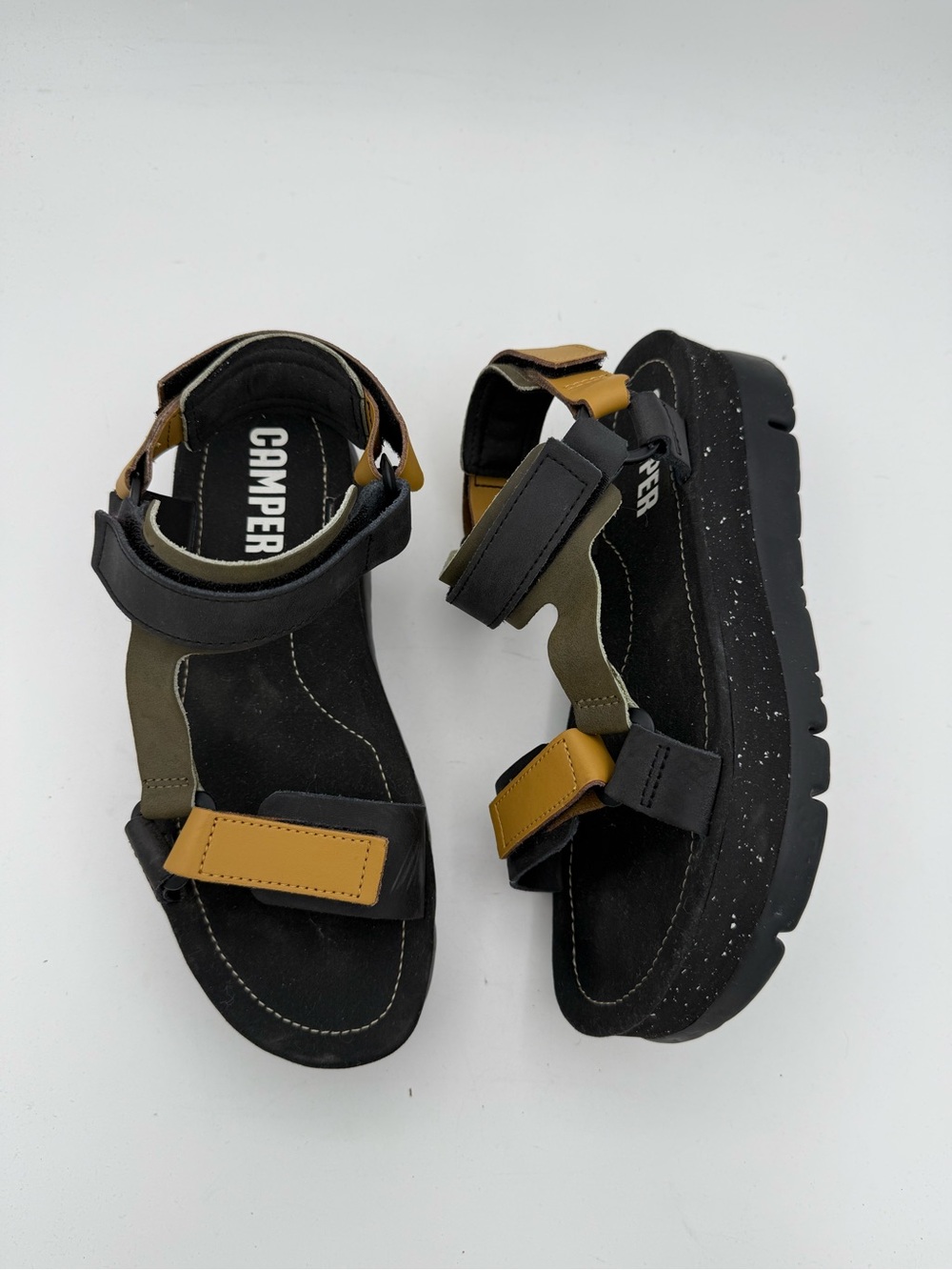 Camper women’ Oruga up multicolor sandals platform hook &loop leather shoes 8.5